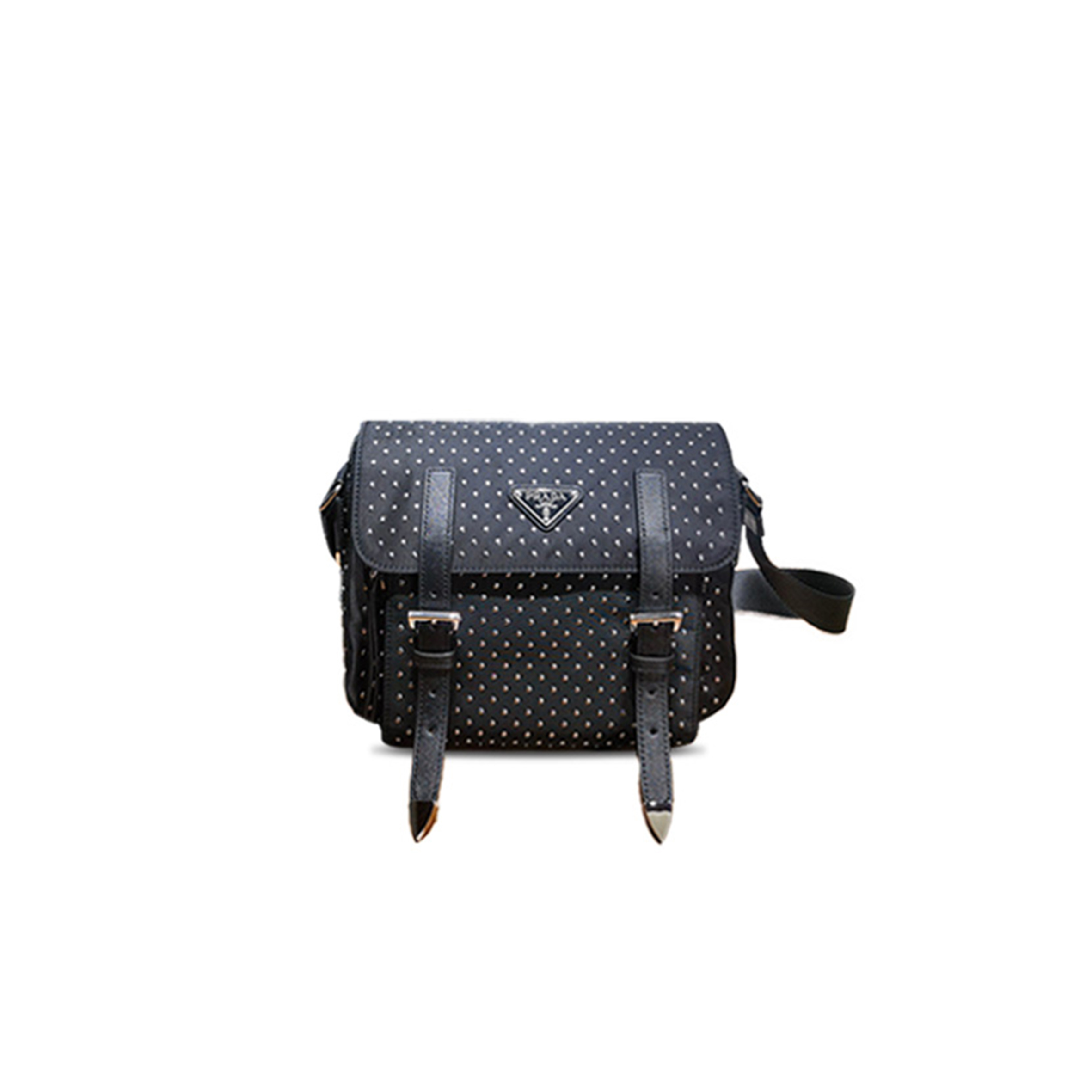PRADA RE-NYLON SHOULDER BAG WITH STUDS 1BD382 (23*17*9cm) 